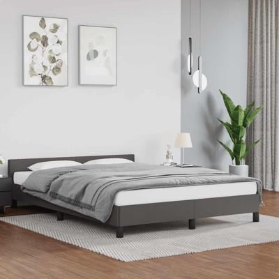 Bedframe met hoofdbord kunstleer grijs 140x200 cm Bedframe met hoofdbord kunstleer grijs 140x200 cm