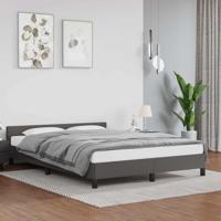 Bedframe met hoofdbord kunstleer grijs 140x200 cm - thumbnail
