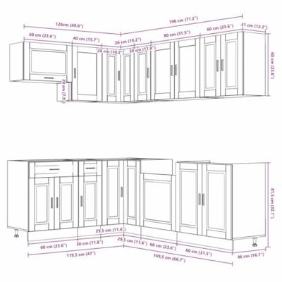 11-delige Keukenkastenset Porto bewerkt hout zwart