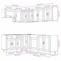 11-delige Keukenkastenset Porto bewerkt hout zwart - thumbnail