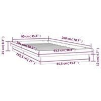 Bedframe met LED massief grenenhout wasbruin 90x200 cm - thumbnail