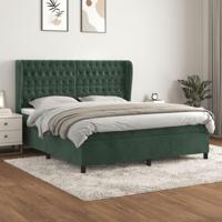 Boxspring met matras fluweel donkergroen 160x200 cm - thumbnail