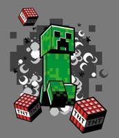 Minecraft Fleece plaid 130 x 160 cm grijs - thumbnail