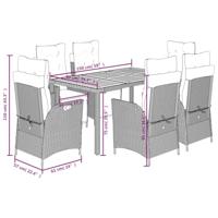 7-delige Tuinset met kussens poly rattan grijs - thumbnail