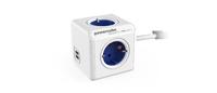 Allocacoc 1402BL/DEEUPC Stekkerdoos | PowerCube Extended | 2x USB-A poorten | 4 Sockets | Wit/Blauw| 1,5 meter - thumbnail