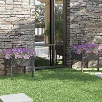 VidaXL Plantenbakken 2 st 70x70x70 cm massief grenenhout grijs - thumbnail