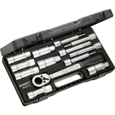HAZET Schokdempergereedschapset 4910/13 · 1/2 inch (12,5 mm) vierkant hol · Binnen-zeskant-profiel, Tapprofiel hol, Buiten-zeskant-profiel · 13-delig HAZET Schokdempergereedschapset 4910/13 · 1/2 inch (12,5 mm) vierkant hol · Binnen-zeskant-profiel, Tapprofiel hol, Buiten-zeskant-profiel · 13-delig