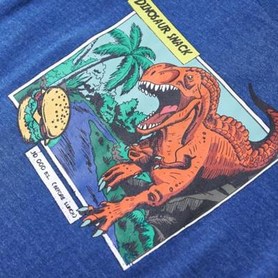 Kindershirt dinosaurusprint 116 gemleerd donkerblauw