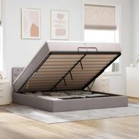 Ottoman bed met matras 200x200 cm stof taupe - thumbnail