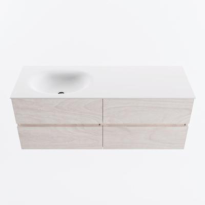 MONDIAZ VICA 130cm badmeubel onderkast Underlayment 4 lades. Wastafel MOON links 1 kraangat, kleur Talc.