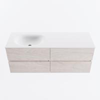 MONDIAZ VICA 130cm badmeubel onderkast Underlayment 4 lades. Wastafel MOON links 1 kraangat, kleur Talc. - thumbnail