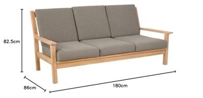 Loungebank teak incl. kussens 180cm - thumbnail