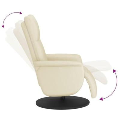 Fauteuil verstelbaar met voetensteun kunstleer crmekleurig