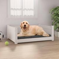 vidaXL Hondenmand 75,5x55,5x28 cm massief grenenhout wit, hondenbed, puppybed, hondenbedden, puppymand, huisdierenmand, puppymanden, puppybedden - thumbnail