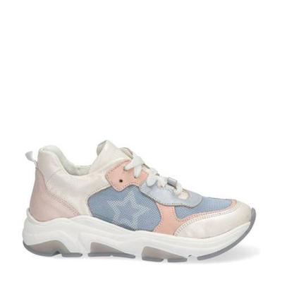 Braqeez Ria Rome leren chunky sneakers lichtroze