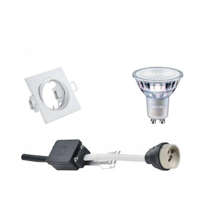 LED Spot Set - GU10 Fitting - Inbouw Vierkant - Mat Wit - Kantelbaar 80mm - Philips - MASTER 927 36D VLE - 3.7W - Warm Wit 2200K-2700K - DimTone Dimbaar