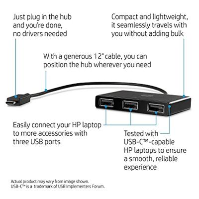 HP Inc. HP USB-C to USB-A - Hub - 3 x SuperSpeed USB 3.0 Z6A00AA USB-hub 3 poorten USB-A USB 3.2 Gen1 5 GBit/s Met USB-C stekker Zwart HP Inc. HP USB-C to USB-A - Hub - 3 x SuperSpeed USB 3.0 Z6A00AA USB-hub 3 poorten USB-A USB 3.2 Gen1 5 GBit/s Met USB-C stekker Zwart