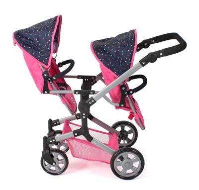 Tweeling Poppenwagen Linus Duo - Confetti Pink - thumbnail