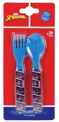 Serviesset - FUN HOUSE - SPIDERMAN - Glas, bord Ø22 cm en Ø16 cm, bestek, waterfles en snackbox