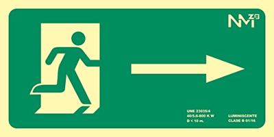 Bord Normaluz Evacuación flecha derecha PVC 32 x 16 cm