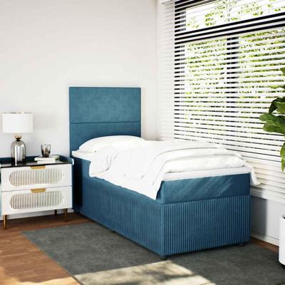 Boxspring met matras fluweel blauw 90x190 cm