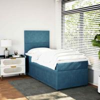 Boxspring met matras fluweel blauw 90x190 cm - thumbnail