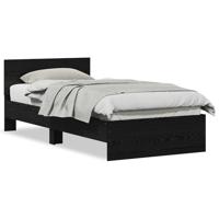 Bedframe met hoofdeinde Zwart eiken 90 x 190 cm Bewerkt hout - thumbnail