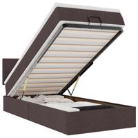 Ottoman bed met matras 90x190cm stof donkerbruin - thumbnail