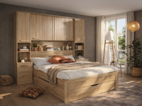 Bed en brugkast RIGA 160x200 cm sonoma met lades - thumbnail