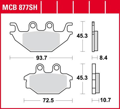 TRW remblokken "mcb 877" brake pad mcb 877 sh sintered metal