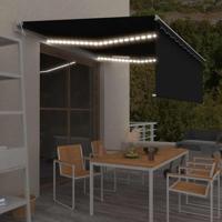 Luifel automatisch met gordijn LED windsensor 4,5x3 m antraciet - thumbnail