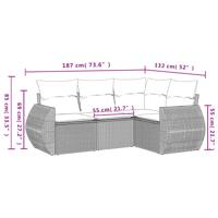 5-delige Loungeset met kussens poly rattan zwart - thumbnail