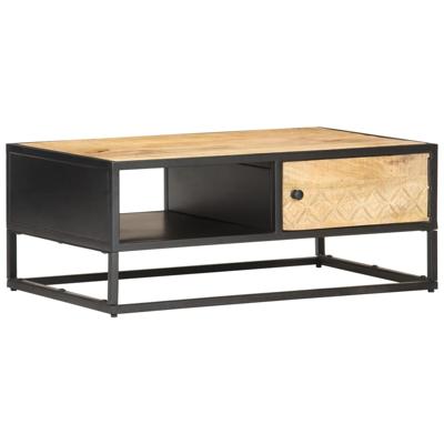 Salontafel met bewerkte deur 90x55x36 cm ruw mangohout