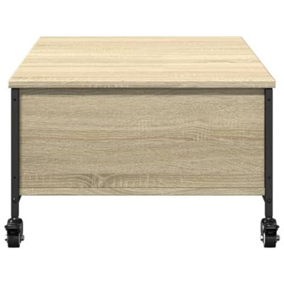 Salontafel met wielen 91x55x34 cm bewerkt hout sonoma eiken