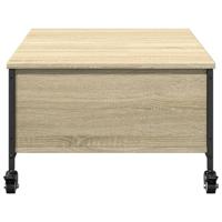 Salontafel met wielen 91x55x34 cm bewerkt hout sonoma eiken - thumbnail
