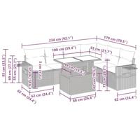 7-delige Loungeset met kussens poly rattan lichtgrijs - thumbnail