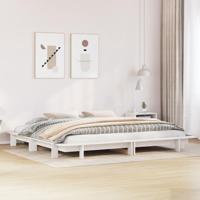 Bedframe zonder matras massief grenenhout wit 160x200 cm - thumbnail
