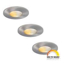 Set van 3 Vegas - LED platte inbouwspots met lage inbouwdiepte 60mm - 3,8 Watt 230 Lumen - Dim to Warm - GU10 LED Module - Dimbaar - Rond - IP44 voor badkamer, buiten en binnen - RVS - thumbnail