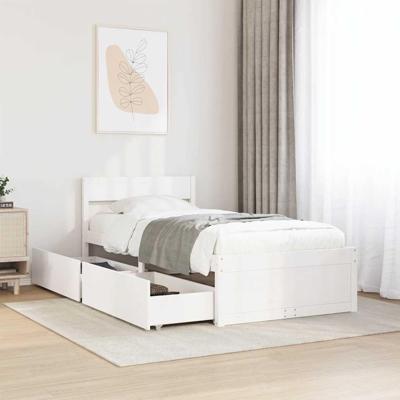 Bedframe zonder matras massief grenenhout wit 75x190 cm