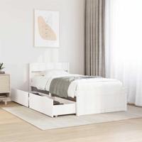 Bedframe zonder matras massief grenenhout wit 75x190 cm - thumbnail