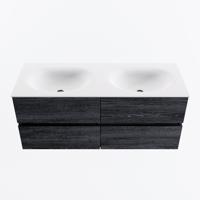 MONDIAZ VICA 120cm badmeubel onderkast Antracite 4 lades. Wastafel MOON dubbel zonder kraangat, kleur Talc. - thumbnail