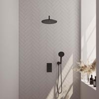 Inbouw Regendouche Set Brauer Black Edition Gebogen Wanduitloop Ronde Hoofddouche 30 cm Met Handdouche 3 Standen Mat Zwart Brauer - thumbnail