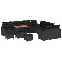 Tuinbankenset 13 pcs Zwart poly rattan - thumbnail