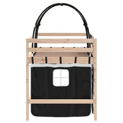 Kinderhoogslaper met tunnel 90x190 cm grenenhout wit en zwart