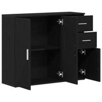 Dressoir 91x29,5x75 cm spaanplaat zwart eikenkleurig - thumbnail