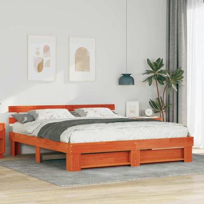 Bedframe met hoofdeinde Bruin Massief grenenhout