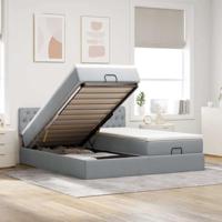 Ottoman bed met matrassen 180x200cm stof lichtgrijs - thumbnail