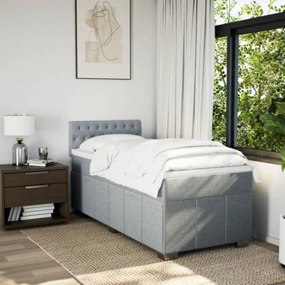 Boxspring met matras stof lichtgrijs 140x190 cm