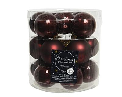 Decoris kerstballen glas mahonie 4cm 18st