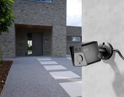 WOOX r3568 outdoor security camera, 3 mp, 2k, ir night vision, 2-way audio, ip65 weatherproof, white